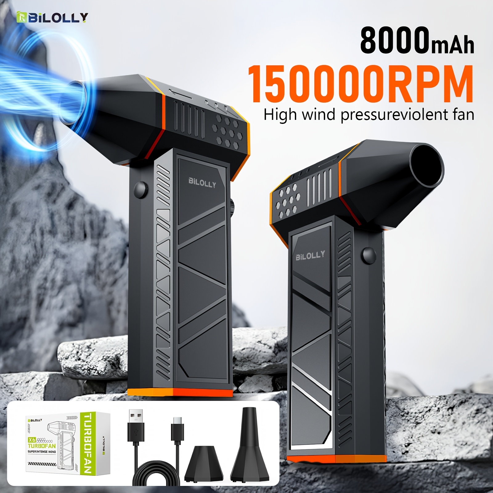 Bilolly Compressed Air Duster - 150000 RPM Mini Turbo Fan, Cordless Electric Air Duster Violent Wind Fan, Handheld Snow Blower for Keyboard Computer Cleaning, Dust Removal, Cars, Inflatable Outdoor Blower, Men's Birthday Gift