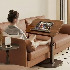 Rotatable And Adjustable Laptop Desk - Black/Walnut, with Support Rod And Adjustable Angle Design, Convenient for Placement in Any for home Position, Also Suitable As a Side Table for Sofa Or Living Room Coffee Table, Ideal for Home Bedroom
