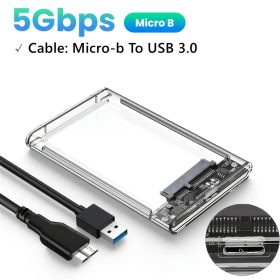 USB 3.0/USB3.1 Transparent External Hard Drive Enclosure, 2.5 Inch SATA Mobile Hard Drive Case, Suitable for 2.5 Inch HDD SSD Laptop Desktop, 5Gbps External Box, Mechanical Solid State SSD Hard Drive Case, Tool-Free Installation, Plug And Play